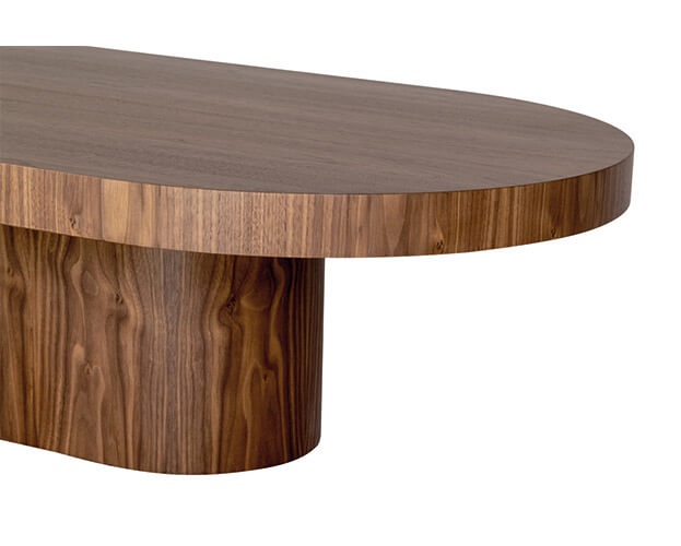Detail of the hyper low table in walnut