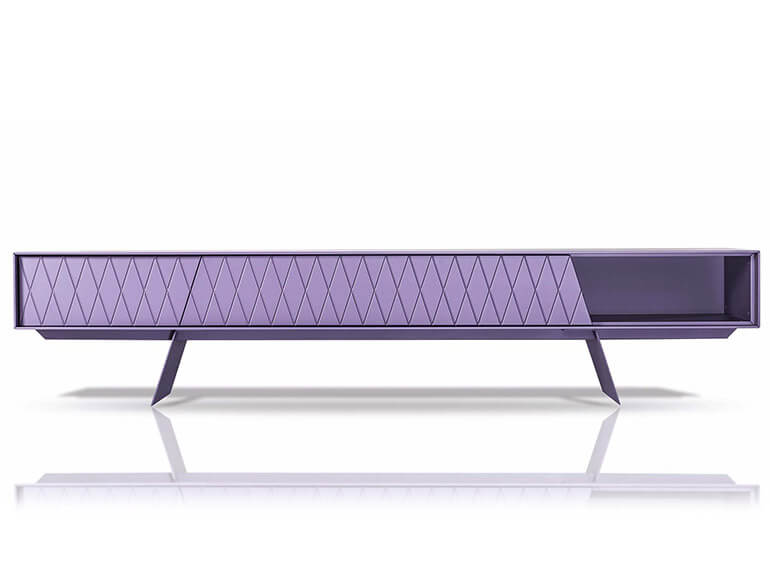 E-klipse A 019 TV Unit in purple lacquer. al2