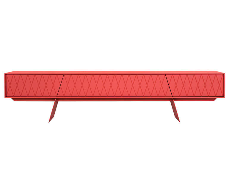 E-klipse B 019 TV unit in coral lacquer