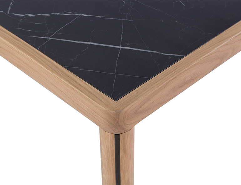 Detail of the ka-bera B table in oak and ceramic. al2 art for living