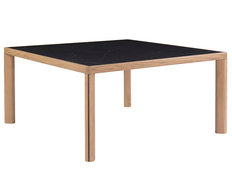 Ka-bera B square table in oak wood and black marquina ceramic. al2, art for living