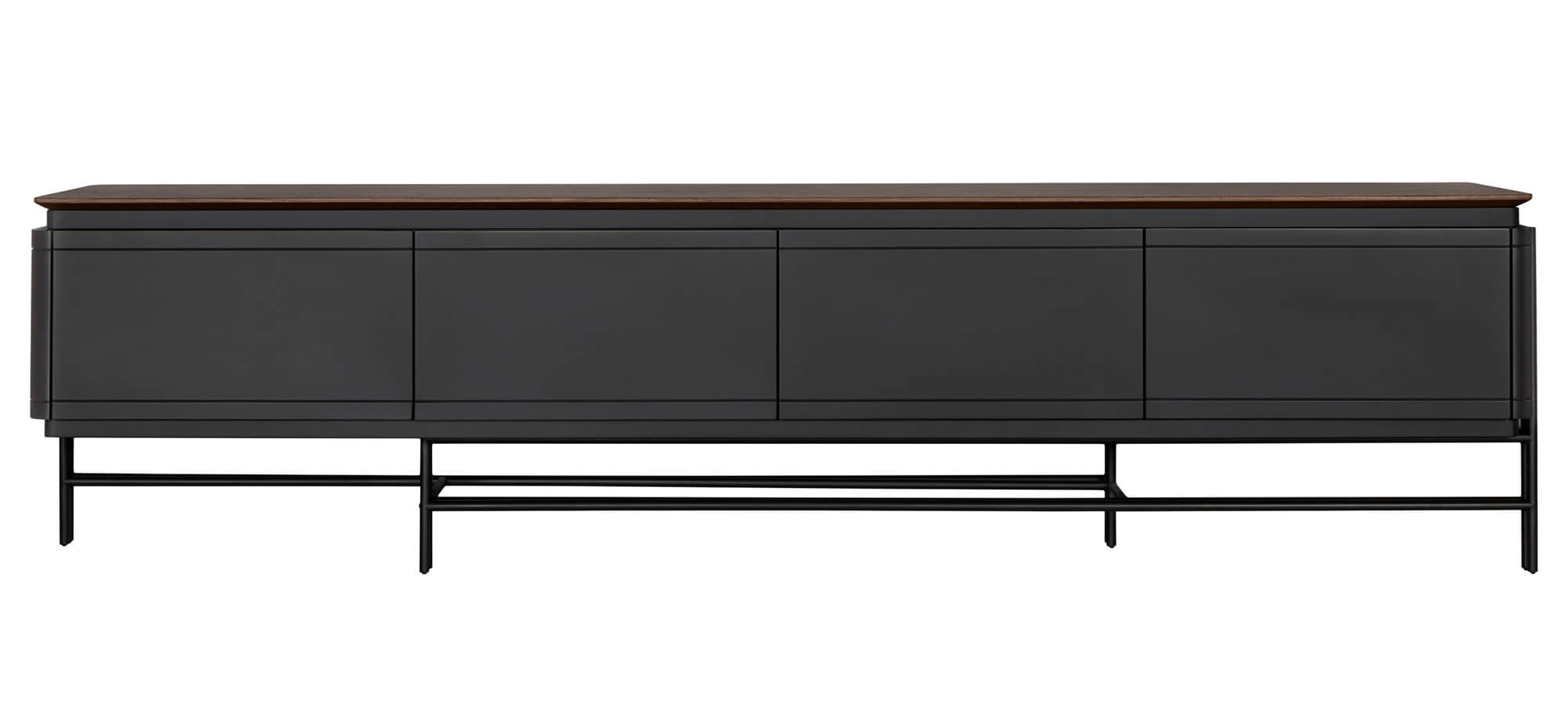 Nihil 011 lowboard in coal lacquer and walnut top. al2 art for living