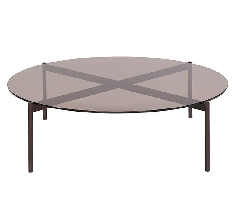 O-rizon a low table with glass top