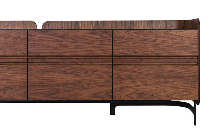 Detail of the wood-oo 003 sideboard in walnut, al2, art for living